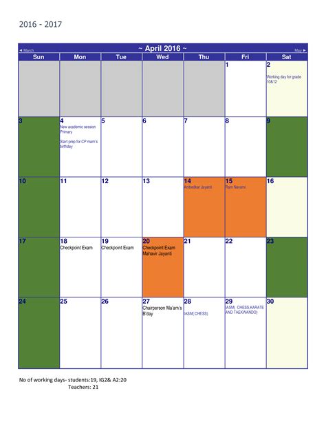 COLLEGE CALENDAR .